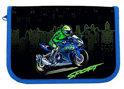 Пенал школьный 2-ярусный Motobike 21408C CLASS разноцветный принт