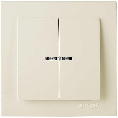 Вимикач двоклавішний Nilson Touran з підсвіткою 10 А 230В IP20 кремовий 24121004