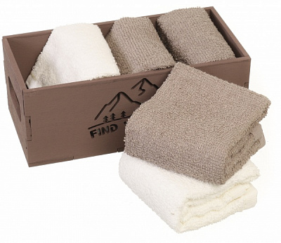 Набор полотенец в коробке (6шт.) 30x30 см бежево-белый Білтекс 