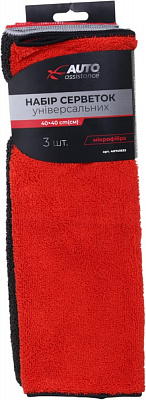 Набір серветок з мікрофібри 320 г/кв.м 40х40 см 3 шт. Auto Assistance 3 шт.