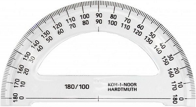 Транспортир 180/100, пластиковий, прозорий, 746168 Koh-i-Noor