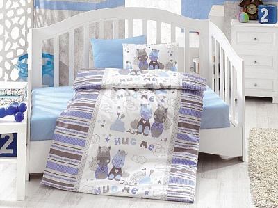 Комплект постельного белья Cotton box голубой с принтом Midilli Mavi 