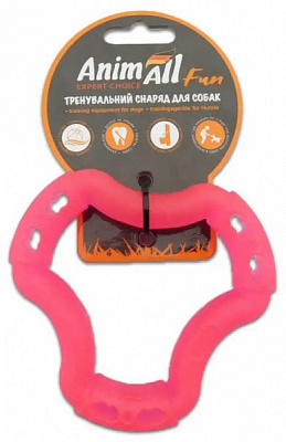 Іграшка AnimAll для собак кільце 6 сторін 12см кораловое 88203
