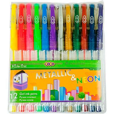 Ручка гелева ZiBi Neon+Metallic 12 шт