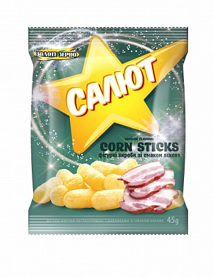 Палички кукурудзяні Золоте зерно фігурні вироби з беконом Салют 45 г