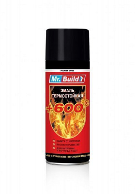 Эмаль аэрозольная Mr.Build термостойкая черный мат 400 мл