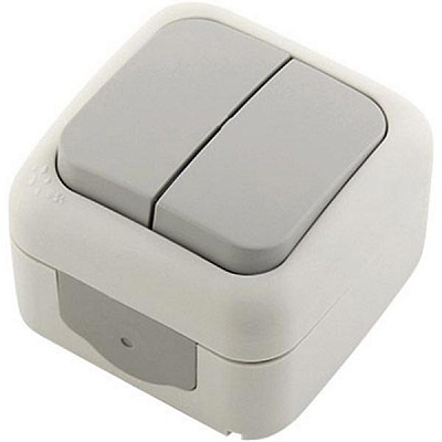 Выключатель двойной Viko Palmiye IP53 25.09.0010 серый