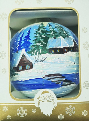 Шар сувенирный Пейзаж 10 см белый