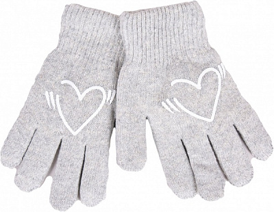 Варежки YO! сердечки р.16 серый 
