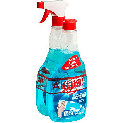 Засіб миючий для скла та дзеркал SAMA Морозна свіжість 500 мл + змінний флакон 500 мл