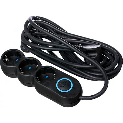 Удлинитель VEA с заземлением 3 гн. черный 5 м VE2S3SBBL-5m 