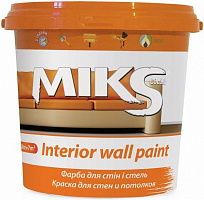 Краска акриловая водоэмульсионная MIKS Color для стен и потолков мат белый 1л 1,4кг 