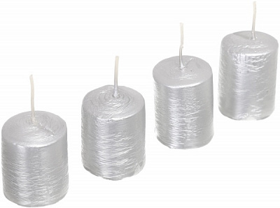 Набор свечей 3,6х6 см 4 шт серебро