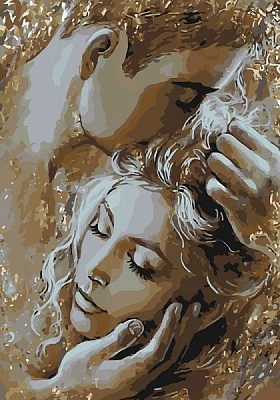 Картина за номерами Золоті обійма з золотою фарбою Ідейка