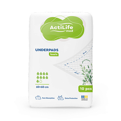 Пелюшки одноразові ActiLife Med Basic 10 шт. 60х60 см білий