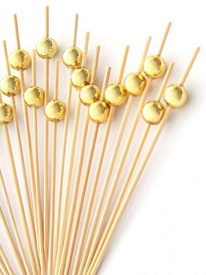 Шпажки Eco party Піка золота перлина 120 мм BSB-12G 100 шт.
