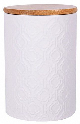 Банка для сыпучих с бамбуковой крышкой белая Lefard