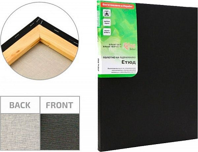 Холст на подрамнике мелкое зерно черный грунт 20 x 20 см 220 г/м² акрил , ROSA Gallery