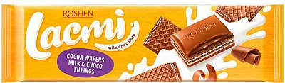 Шоколад Roshen Lacmi молочный с молочной и шоколадной начинками вафлей с какао 265 г