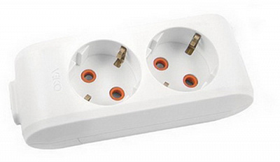 Колодка 16 А 230 В с заземлением 2 гн. белый 90114200 