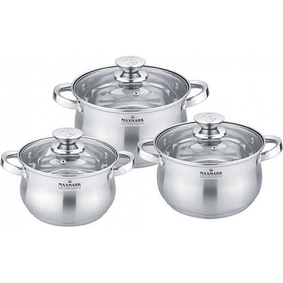 Набор посуды кастрюли с крышками 6 предметов MK-BL2506A Maxmark