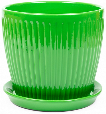 Горщик керамічний Вертикаль преміум круглий 2л зелений