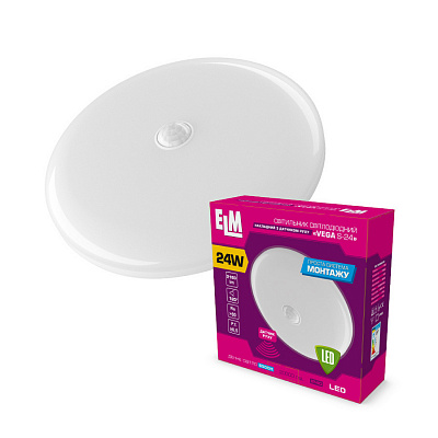 Светильник настенно-потолочный ELM VEGA S LED круглый с датчиком движения 24 Вт белый 6500 К 26-0104