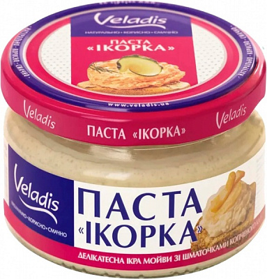 ПастаVeladis икорка Veladis с с кусочками копченого кальмара 160 г (4823097900277)