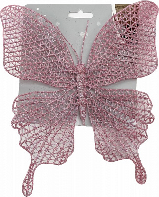 Декоративная подвеска Shunda бабочка скелетированная розовая 15 см SD20-6812PK