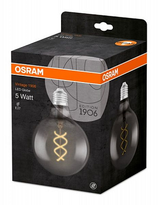 Лампа светодиодная Osram Fil Vintage 1906 Gray G125 5 Вт E27 1800 К 220 В прозрачная 4058075269989 