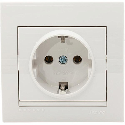 Розетка із заземленням Lezard Deriy 16 А 250 В без шторок білий 702-0202-122 B