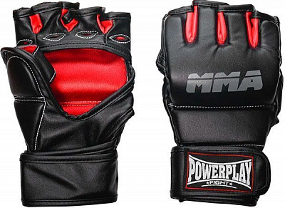 Рукавички для MMA PowerPlay р. L/XL PP_3053 чорний із червоним