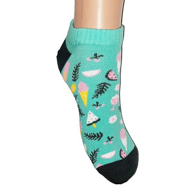 Носки женские ZOZ Десерты р. 23 бирюзовый с черным 1 пар 