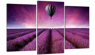 Картина модульная Картина модульна 3 частини Безкрайні поля лаванди МК 30051 100x53 см ЕО237 