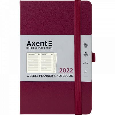 Еженедельник 2022 Partner Strong А5- винный Axent
