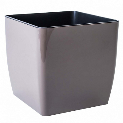 Вазон пластик Квадро низький 22х22х21 см квадратний капучино 8 л Алеана