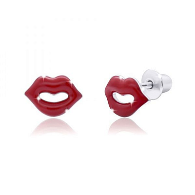 Серьги-пусеты UMa&UMi Губки красные