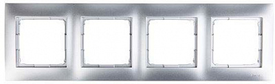 Рамка четырехместная Simon Premium универсальная серебряный DR4/43