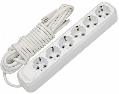 Удлинитель Makel с заземлением 6 гн. белый 2 м MGP182 