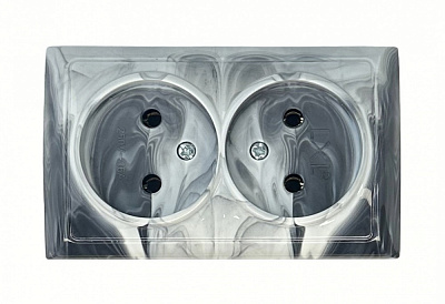 Розетка накладная двойная без заземления IP20 мрамор 2212 MARBLE