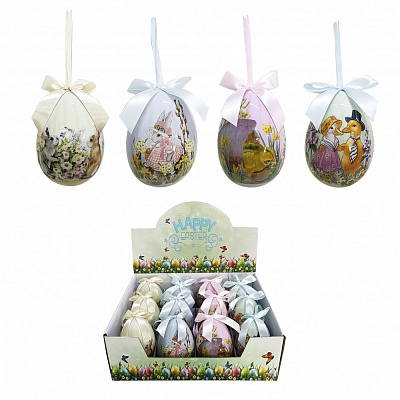 Декорація великодня підвіска яйце 12 см 4 шт в асортименті