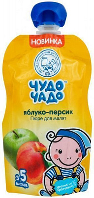 Пюре Чудо-Чадо Яблоко-персик с сахаром 90 г 