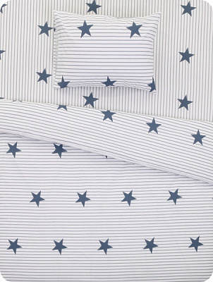 Комплект постільної білизни Star Strip 1,5 білий із сірим UP! (Underprice)