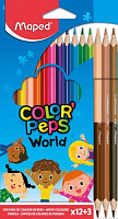 Карандаши цветные Color Peps 12 цветов Classic + 3 Duo MP.832071 Maped