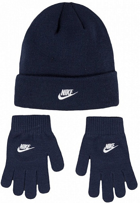 Комплект шапка+перчатки Nike CLUB BEANIE/GLOVE SET 9A2961-695 р.one size синий