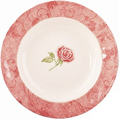 Тарелка суповая Damascus flower Pink 24 см 910-083 Claytan Ceramics