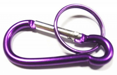 Комплект карабін 48х24х4 мм + кільце 25х1,5 мм фіолетовий