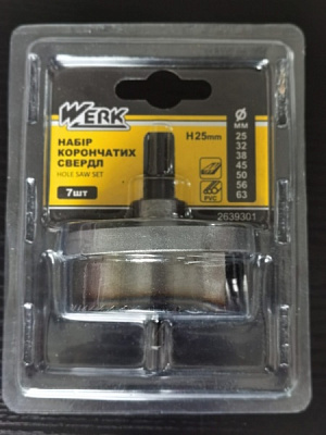 Набор сверл Werk корончатых гипсокартону и дереву 25-63 мм 1