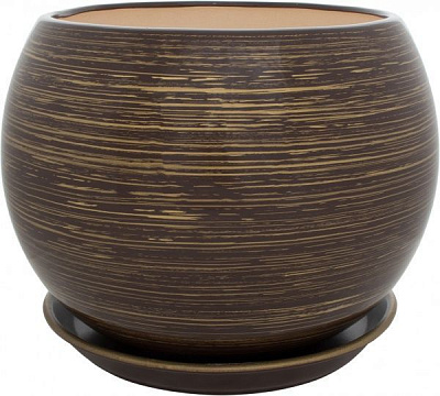 Горшок керамический Ориана-Запорожкерамика Шар глянец шоколадный-золотой круглый 9л темный шоколад/золотистый (037-0-135) 