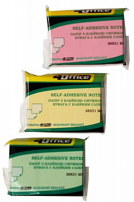 Бумага для заметок с липким слоем 38х51 мм 100 лист. цвет в ассортименте 4-420 4Office